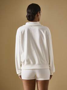 Briarwyn Áo sweatshirt nữ tay dài kiểu dáng thường ngày, đa năng, dây chéo, thêu chữ, thích hợp cho mùa thu, áo len mùa thu, áo sweatshirt trắng phong cách cổ điển dành cho nữ. - trắng - Xem 7