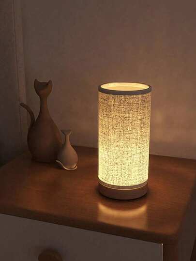 1 件装复古布艺夜灯，带木质底座，暖光创意浪漫台灯，适合房间装饰