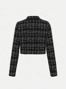 Girlism 少女都市时尚长袖夹克和贴身迷你裙套装 - 黑色 - 查看 4