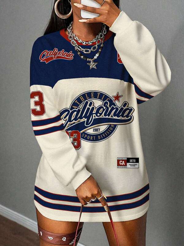 Slaydiva Abbigliamento donna autunno 2025/Abbigliamento donna inverno/Abbigliamento stile Y2K/Streetwear/Ritorno a scuola/Top da uscire donna/maglietta oversize donna/Top a maniche lunghe/maglietta grafiche California No.23