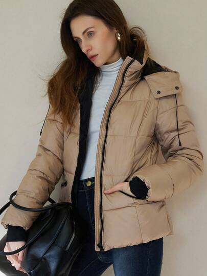 Aveloria Modichic 全新女式短款泡泡袖修身休闲经典夹棉大衣