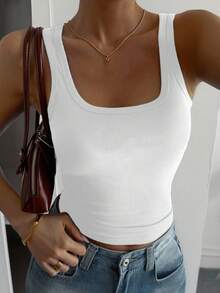 DAZY Women's Casual Solid Color Tank Top, Summer