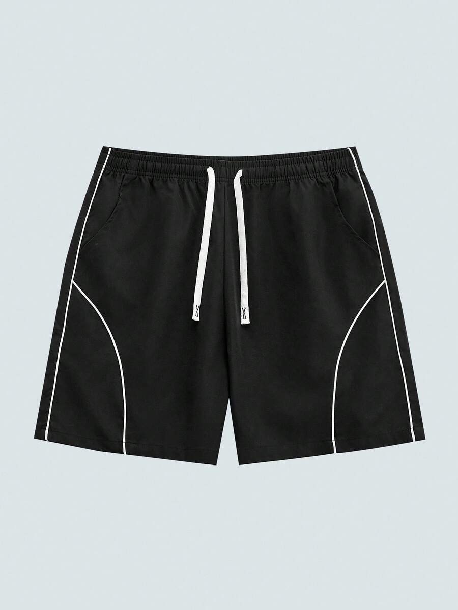 DRIFTMERE 男士休闲纯色条纹图案沙滩百慕大短裤