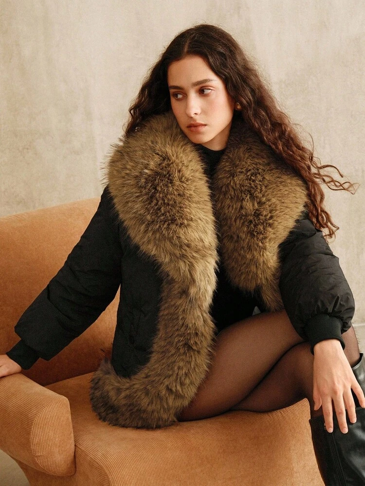 Women's Comfortable Thick Fur Collar Fashion Jacket