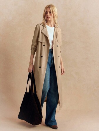 Écloséra 女士休闲双排扣中长风衣