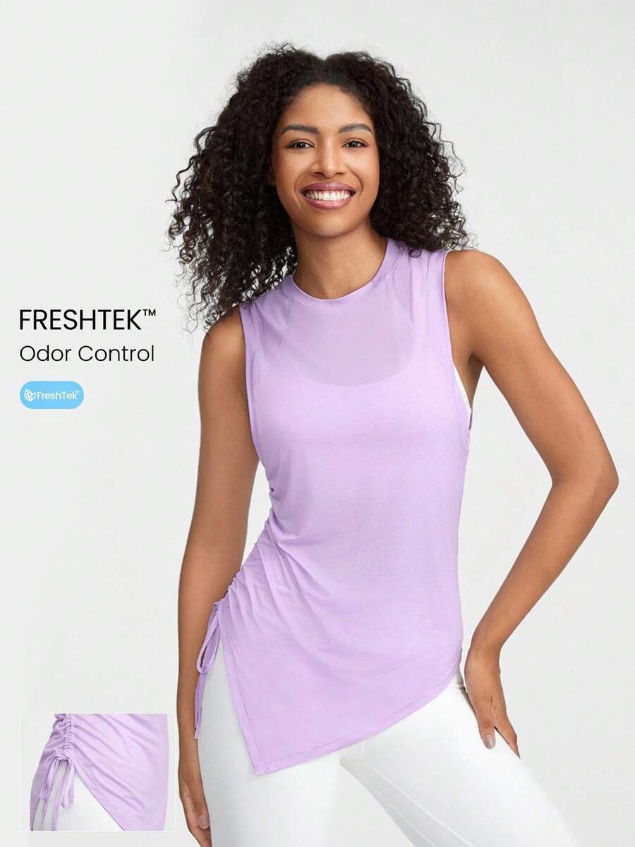 GLOWMODE Just E Drawstring Asymmetric Design Tank Top - Mauve Purple - View 1