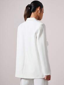 COSMINA Veste blazer décontractée à décor floral pour femmes, idéale pour les déplacements en automne/hiver - Blanc - Voir 2
