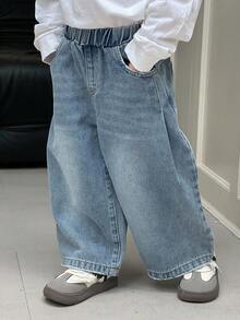 DAZY Young Boy Loose Fit Denim Jeans, Versatile Pants For Fall - Blue - View 3