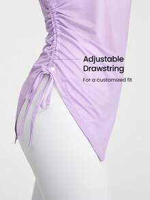 GLOWMODE Just E Drawstring Asymmetric Design Tank Top - Mauve Purple - View 3