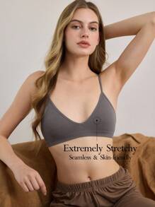 Ocili 5pcs Stretchy Backless Plain Compression Bralettes In Vibrant Multicolor Perfect For Everyday Comfort Seamless Bralette Thin Strap Bra