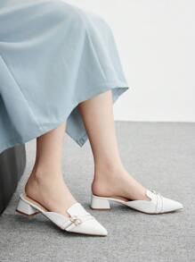 CUCCOO BIZCHIC 女士时尚白色双扣休闲平底鞋 - 白色 - 查看 5