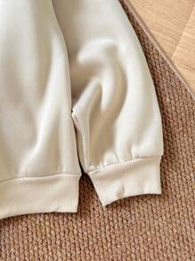 Manfinity Unisex 男士针织休闲宽松长袖保暖卫衣，时尚日常穿着 - 卡其色 - 查看 3