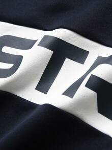 JNSQ Set de 2 piese pentru băieți, bluză cu guler rotund și mânecă lungă, cu imprimeu cu litere în blocuri de culori pe spate, asortată cu pantaloni lungi de trening, potrivită pentru toamnă, iarnă, purtare zilnică, activități în aer liber, vacanță, streetwear, petrecere, casual