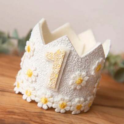 1 件雏菊生日皇冠、1 岁生日庆祝帽、波西米亚手工派对帽、1 岁生日派对装饰、生日派对拍照道具、返校情人节