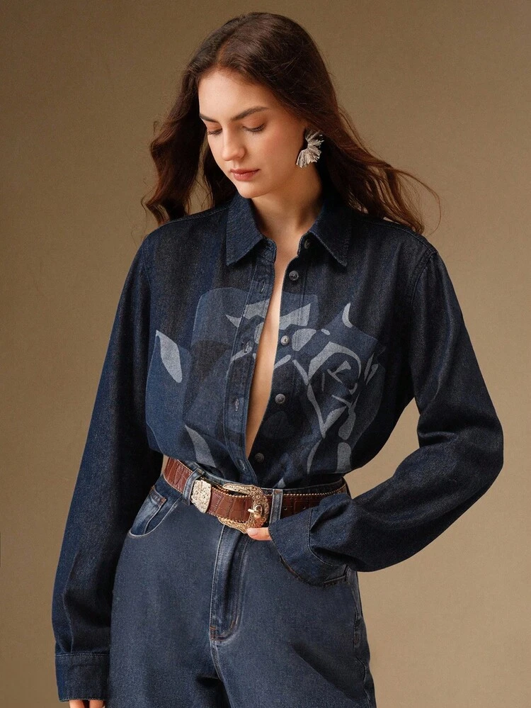Veste en jean bleue pour femme, style Stockholm