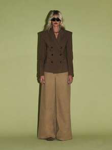 KIZN Women's Double Breasted Tailored Blazer Jacket Office Wear Professional Business Attire Fall Winter Formal Chic Work Coat Fashion Lapel Suit