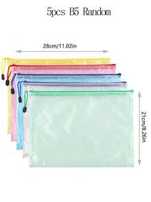 5pcs Office Transparent Storage Hand-Held Zipper Bag Student Information Bag Zipper Pocket For Sorting And Storage - Perfect For Cross-Stitch, Puzzle Games, Travel, School, Board Games And Office Supplies - Letter Size A4,Back To School - Multicolor - View 14