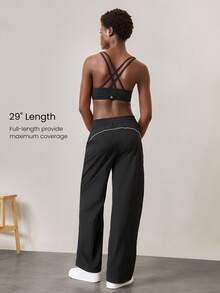 GLOWMODE Skin-Friendly Chill Zone Adjustable Drawstring Waist Hem Relaxed Fit Contrasting Color Joggers With Side Pockets Daily Casual - Black - View 3