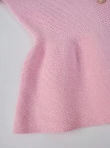 Franclia Women's Elegant Fashion Minimalist Versatile Round Neck Ruffle Hem Waist Fitted Cardigan Sweater, Autumn/Winter Pink Cardigan Pink Sweater Cute Cardigan Pearl Button Cardigan Fall Cloth For Women - Pink - View 4