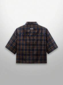 NEON BLANC Men's Short Sleeve Plaid Shirt With Halloween Spider Web