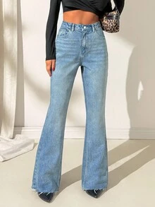 High Waist Wash Detailed Slant Pocket Casual Flare Jeans Jeans Wide Leg Low Rise Jeans Y2k Flared Jean High Waisted Jeans