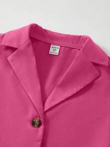 SHEIN Tween Girls Button Front Crop Vest Blazer & Wide Leg Pants - Pink - View 4