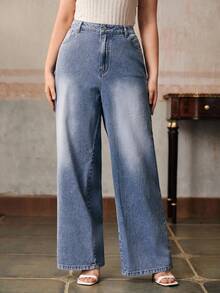 Anewsta 优雅刺绣女式蓝色牛仔裤