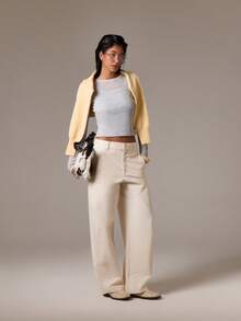 AiiRZ 分层长袖短款上衣罗纹圆领基本款修身弹力针织衫秋冬休闲分层时尚上衣 - 灰色 - 查看 3