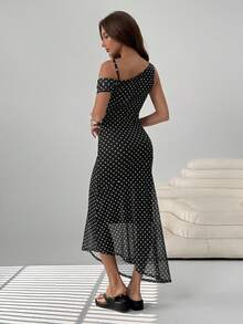 SHEIN EZwear 女士波尔卡圆点印花休闲连衣裙