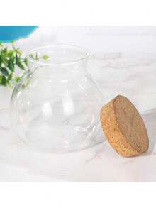 1pc 16.91oz Airtight Glass Storage Jar With Bamboo Lid Multi-Purpose Round Container For Tea, Snacks Etc. - Easy Clean Kitchen Organizer