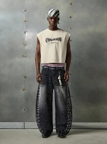 NEON BLANC 宽松男士字母图案蝙蝠袖T恤 - 杏色 - 查看 6