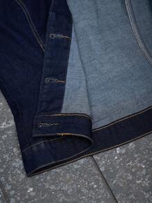 Jeanoix 女式休闲束腰牛仔夹克 - 深色水洗藍 - 查看 7