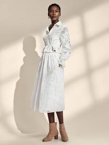Almamuse Women's Elegant Embroidered Long Sleeve Cardigan And Skirt White 2-Piece Set Fall Cloth For Women - White - View 6