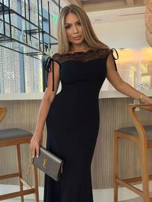 Cioccolato 女士系带优雅修身连衣裙