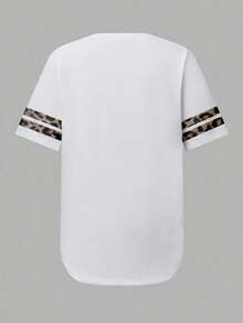 Maweii 大码女式家居休闲数码印花条纹T恤上衣 - 彩色 - 查看 2