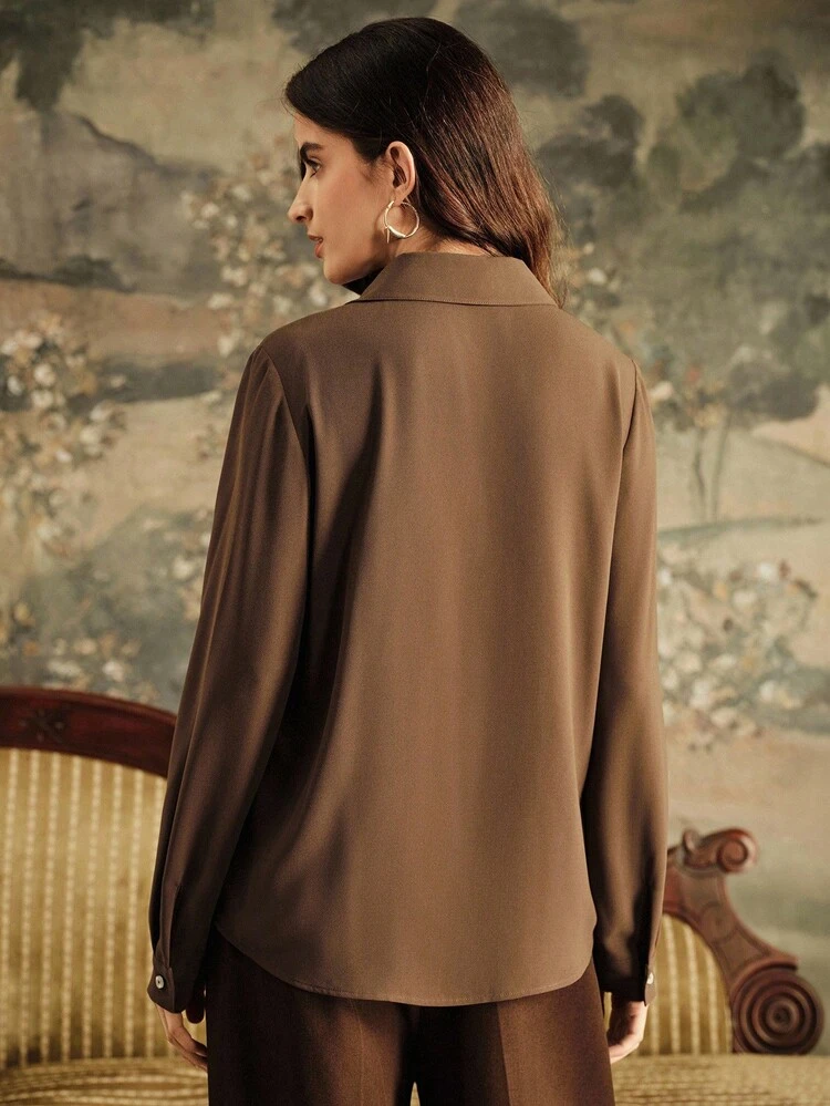 Women's Elegant Commuter Pearl Embellished Blouse