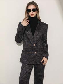 Aveloria Modichic Leopard Print Suede Casual Printed Suit Set For Women, Fashionable European And American Style For Work Fall Cloth For Women - Multicolor - View 2