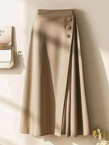 Franclia Fashionable Spring And Autumn Leisure Commuting Exquisite Unique Side-Breasted Micro-Pleated A-Line Skirt Elegant Formal Business Fall Outfits Women