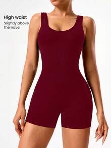 Seamluxe SHEIN Sport Macacão Shapewear Minimalista Sem Costura com Decote Transpassado para Mulheres