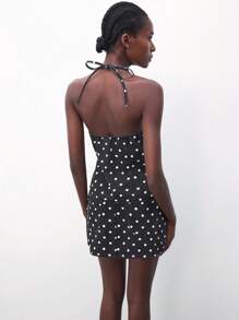 Maija 女式波点牛仔衬衫，百搭休闲商务都市装，时尚派对、郊游、秋季穿着 - 黑色 - 查看 1