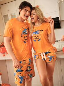 FamilyFrolics 有趣又古怪的卡通可爱淘气男士睡衣套装，万圣节 - 彩色 - 查看 1