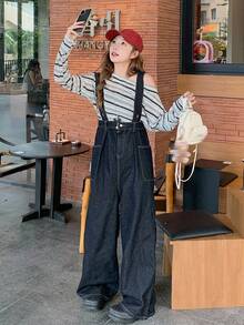 DAZY 女式大口袋休闲牛仔工装裤