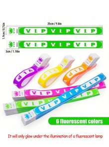 SHEIN 100 件 Vip 霓虹腕带适用于活动防水 VIP 纸质腕带 VIP 手镯腕带轻质活动手镯适用于派对俱乐部公园音乐会节日， - 彩色 - 查看 3