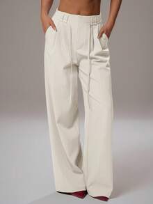 Avantive Fall/Christmas/Women Romantic/Prom/Formal/Birthday/90s Clothes/Business Casual Woman/Elegant/Western Wear/Going Out/Fashion/Casual/Y2k Clothes/Club/Office /Cocktail/Vintage/Bodycon/Raves Festival/Funny/Classy/Old Money/Streetwear/Vacations/Country Concert/Work Clothes /Modest/Spring Break/Bachelorettes/Concert/Baddie/Basic/Graduation/Low Rise/Baggy/Straight Leg/Wide Leg/ White Wide Leg Pants Women,Chic Pants For Women White Pants - White - View 7