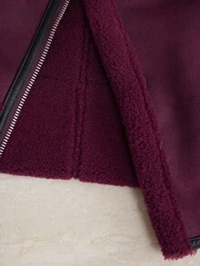 Aveloria Modichic 冬季时尚不对称仿保暖内衬厚夹克，百搭又时尚 - 酒紅色 - 查看 7