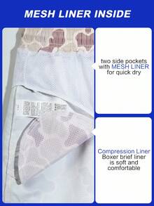 Manfinity Swimmode Men's Drawstring Waist Camo Print Pocket Beach Shorts - Multicolor - View 5