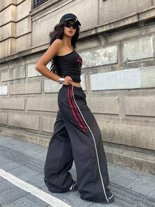 Coolane Women's Fall Streetwear Vintage Concert Rave Festival Going Out Renaissance Fair Clubs Y2K Color-Blocked Wide Leg Pants