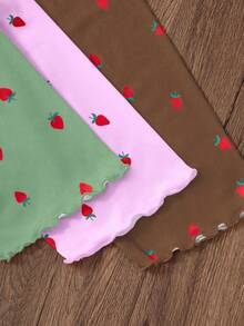 SHEIN 3件套草莓印花吊带背心和裤子睡衣套装女士睡衣套装夏季睡衣套装草莓睡衣套装草莓印花睡衣套装两件套睡衣套装 - 彩色 - 查看 5