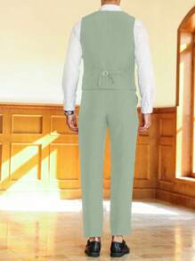 Bộ vest và quần âu không tay đơn hàng khuy đơn Manfinity Mode dành cho nam Bộ trang phục trang trọng dành cho nam Bộ trang phục sang trọng dành cho nam Bộ trang phục cưới dành cho nam Bộ trang phục trang trọng dành cho nam - màu xanh lá - Xem 2