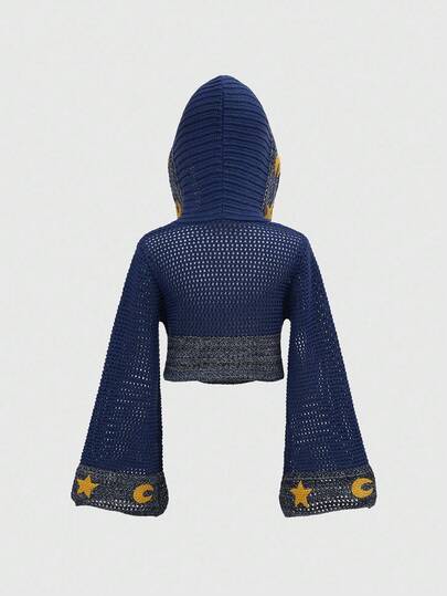 Goth Sweat-shirt à capuche évasé avec graphique soleil et lune gothique hippie pour femmes